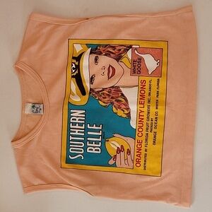 La Playa Peach Colored Women's Medium Sleeveless Made in USA Crop Top
